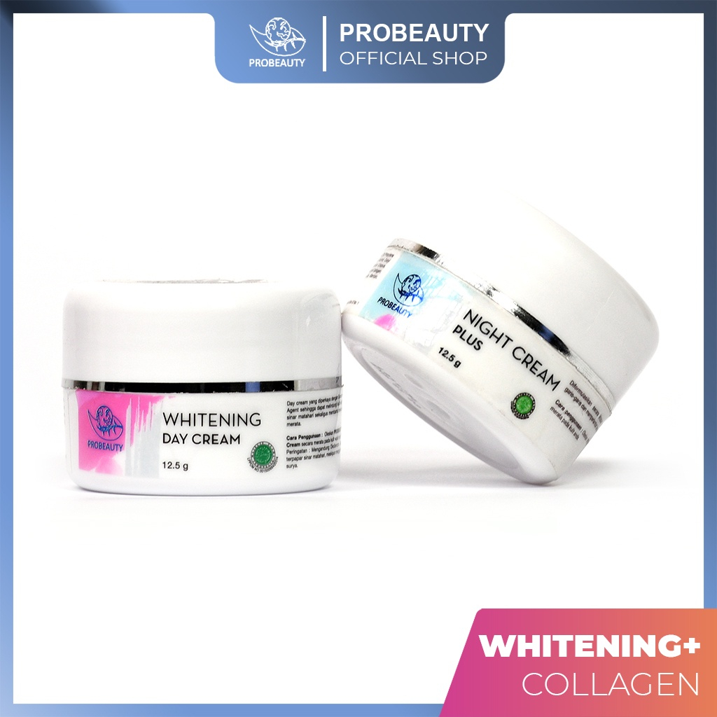 Probeauty Paket Cream Siang Malam Whitening Night Plus Bpom Dengan Arbutin & Colagen