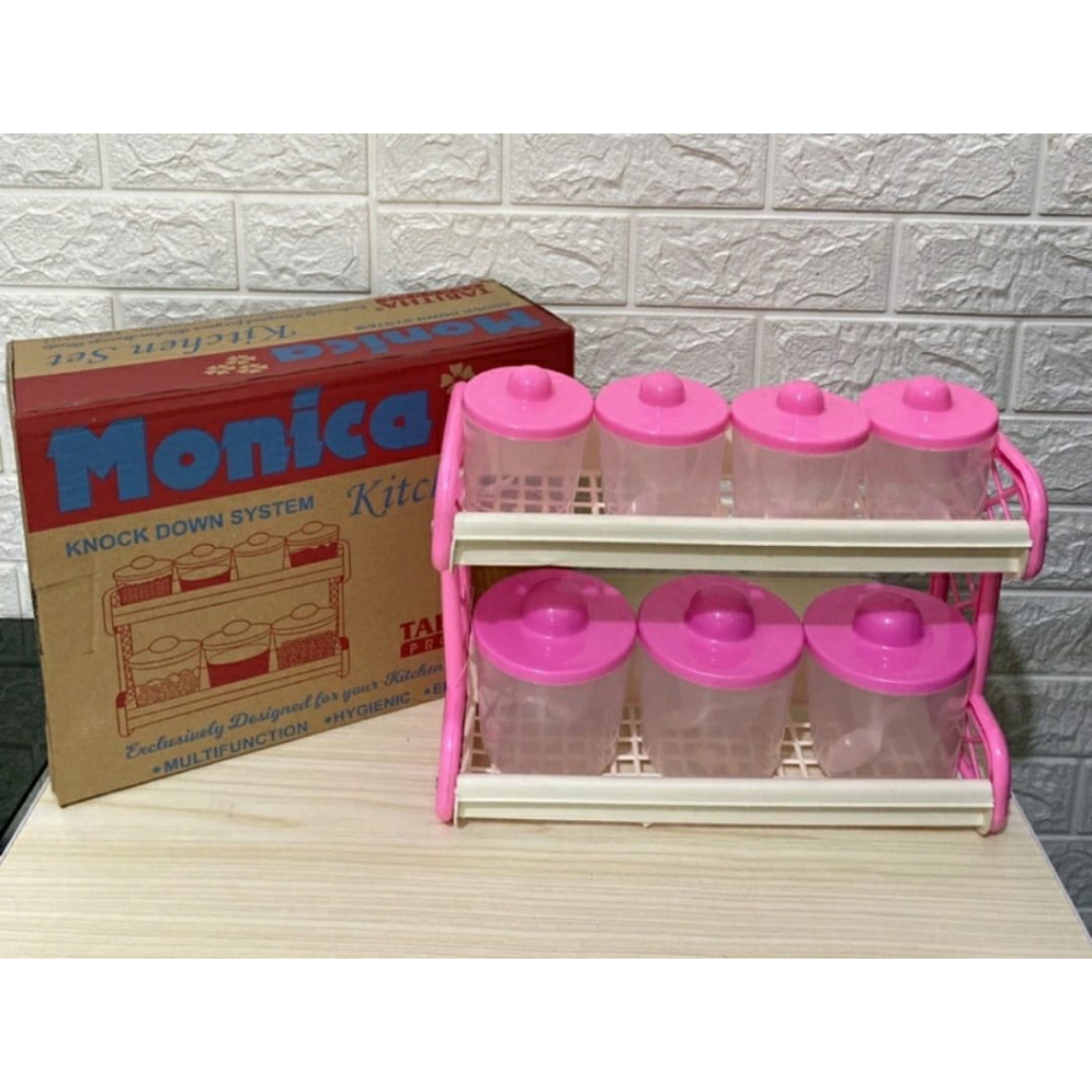 KITCHEN SET MONICA 7 IN 1 / TEMPAT BUMBU DAPUR 1 BOX ISI 7 PCS FREE PACKING DUS VD