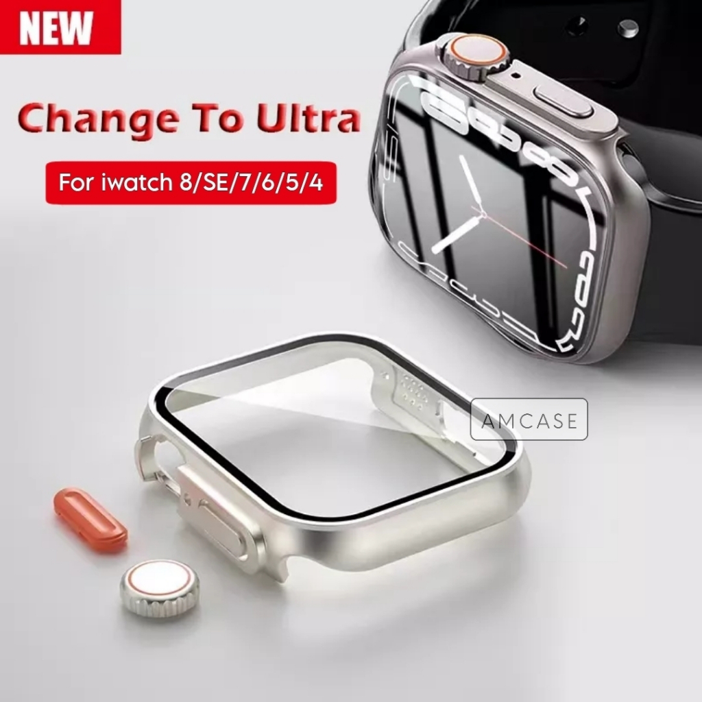 ( FOR IWATCH ) CHANGE TO MODE ULTRA 1:1 GLASS COVER APPLE WATCH - SERIES 4 5 6 7 8 SE | SIZE 40mm 41mm 44mm 45mm | tempered glass pelindung layar case iwatch