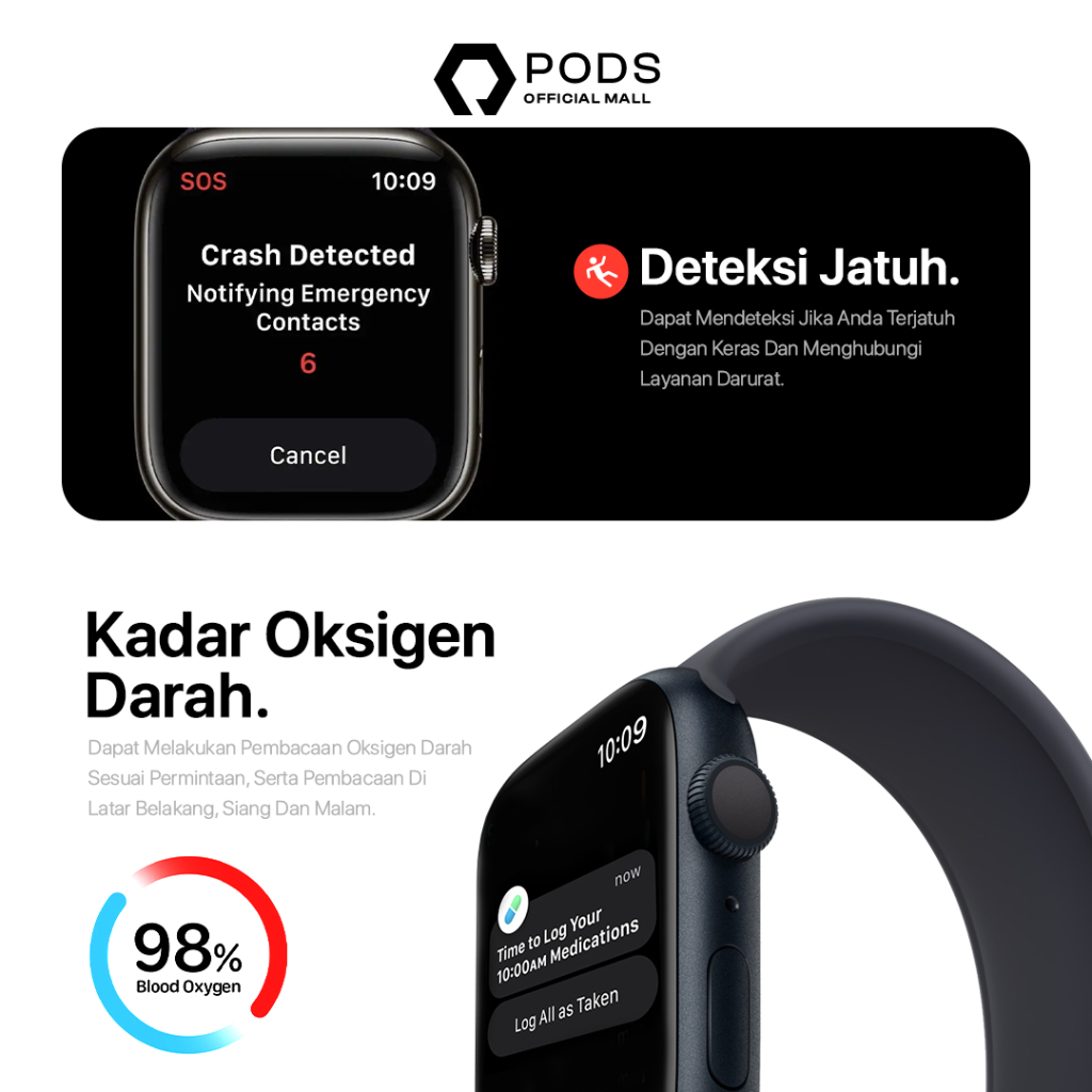 The Watch Series 8 1:1 New 2023 With Wireless Charging ( IMEI Serial Number )  - 45mm GPS Aluminium Case with Sport Band Full Touch Screen Phone Call IP68 Waterproof by Podsindonesia