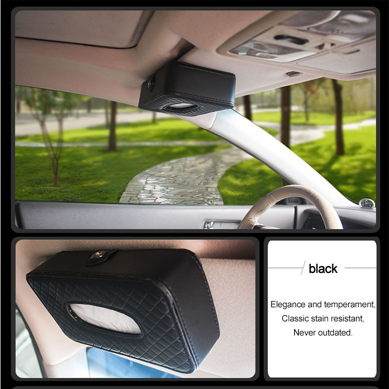 【LARGE】Kotak Tissue Mobil Kulit Tempat Tisu Mobil Gantung Car Visor Box Tisue