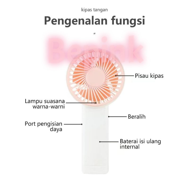 KIPAS ANGIN MINI PORTABLE GENGGAM USB (BEPINK OFFICIAL)