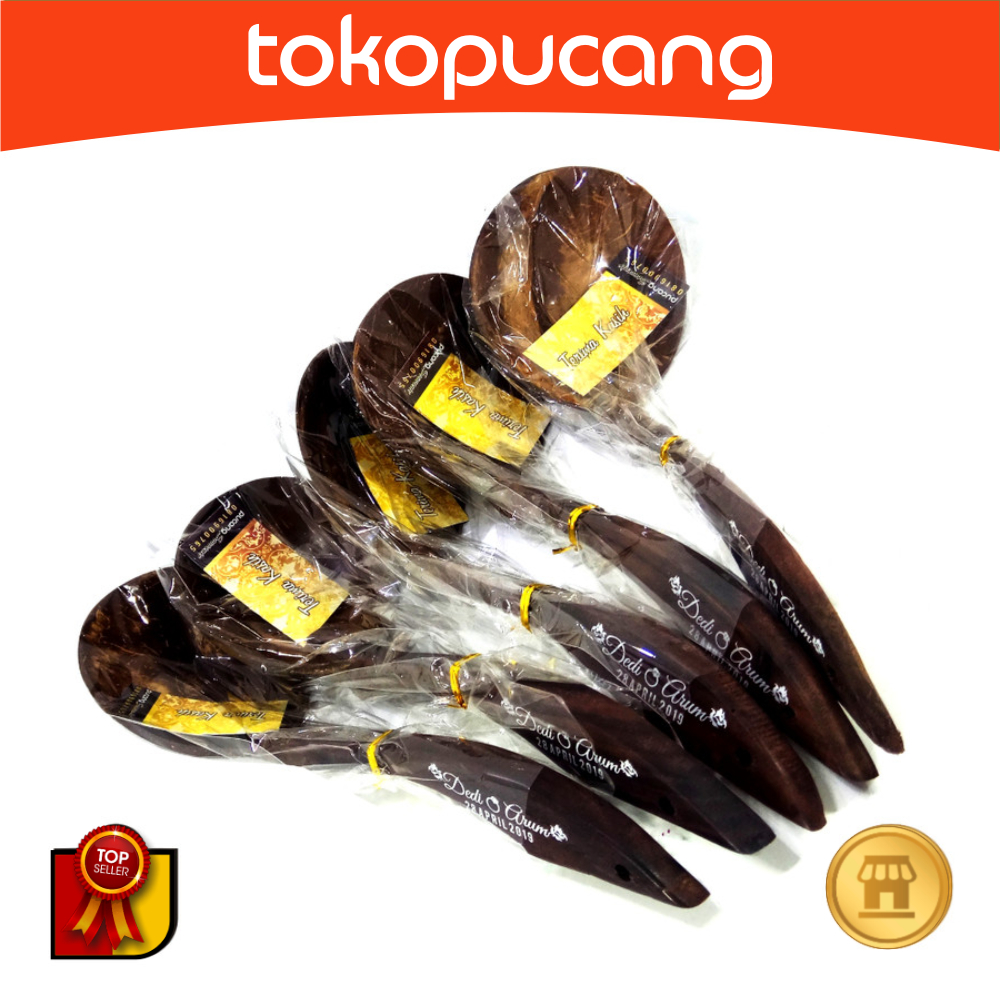 Souvenir Irus Tanggung centong batok tempurung kelapa sablon+kemas