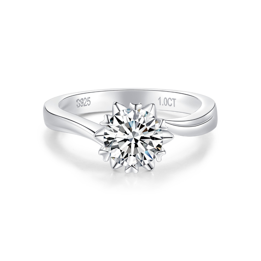 Cincin Kepingan Salju 0.5ct/1ct Cincin Moissanite S925 Detektor Berlian Lulus 100% cincin wanita ber