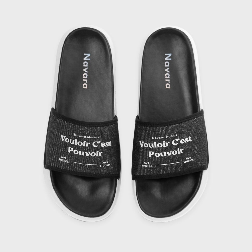 Navara Slide Midnight Sandal Slider Denim Pria | Forind x Navara Footwear