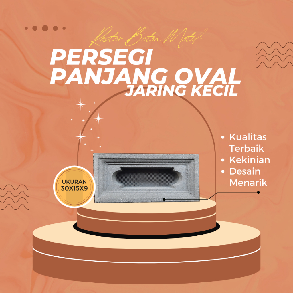 Roster Beton Minimalis Atau Loster Beton Motif Persegi Panjang Oval Jaring Kecil