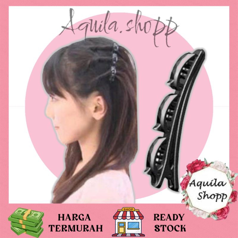 Aksesoris Rambut Wanita Jepitan 3in1/Jepit Poni Kepang Ganda Velvet Premium