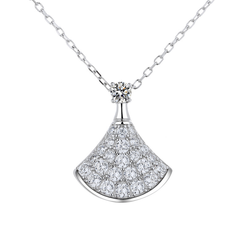 Moissanite Rok Kalung, 925 Berlapis Perak Emas Putih 18K, Kualitas Sempurna, 45 cm moissanite kalung