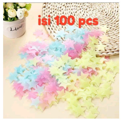 Stiker Bintang Per 100pcs / Stiker Dinding / Glow In The Dark Star Sticker Import