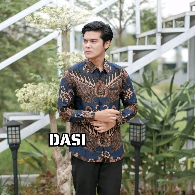 Kemeja Batik Pria Modern Lengan Panjang Casual Modis Slim Fit Trendy Masa