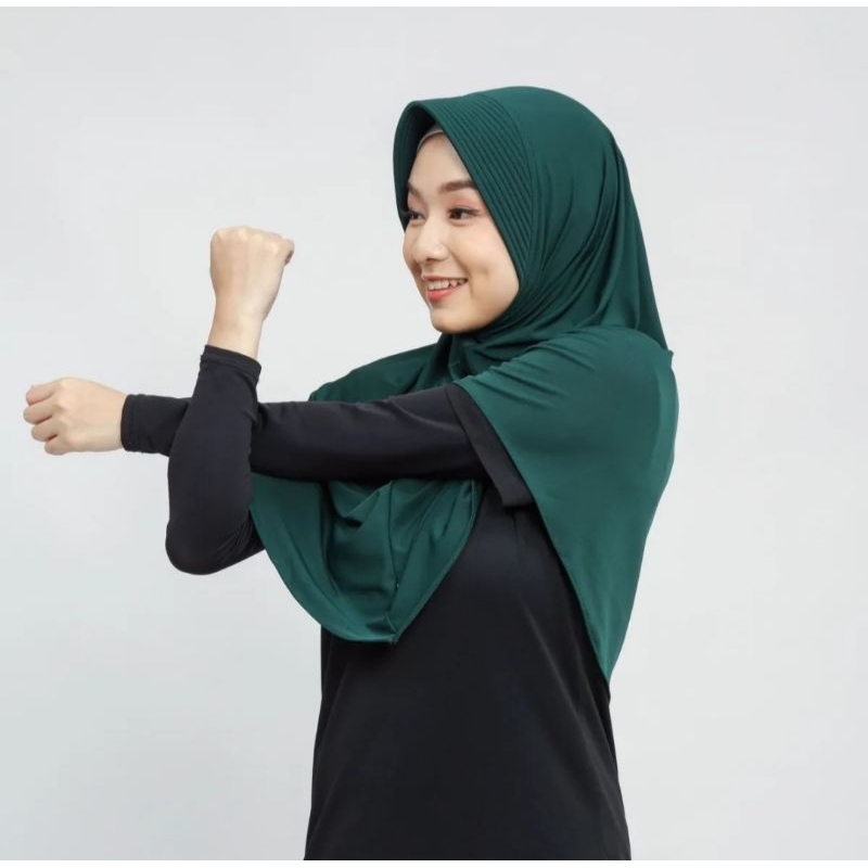 Bergo Hamidah / Bergo Jersey menutup dada / Hijab jersey ( FREE POUCH)