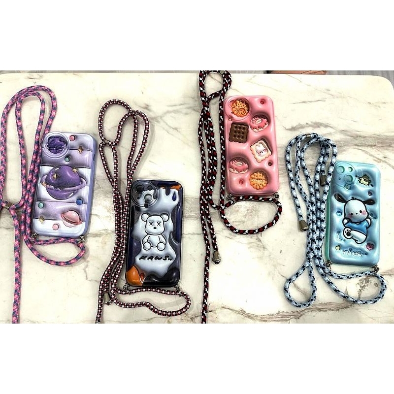 0014 VVV CASE SLING GAMBAR 3D for OPPO A5i A3 A3X A60 A17 A18 A38 A57 A77S  A31 A8 A33 A53 A15 A15S 