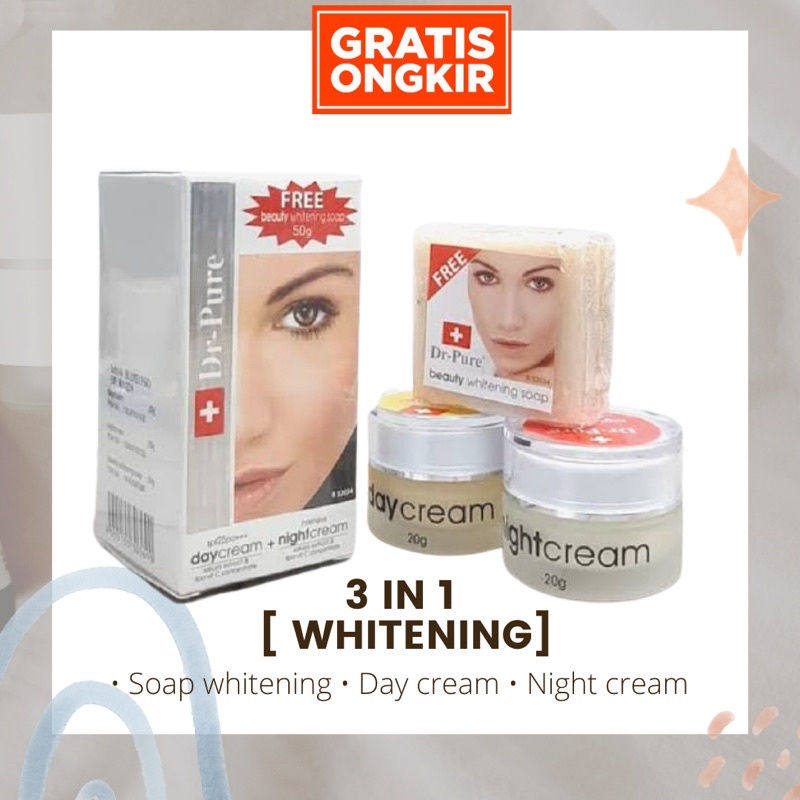 [BPOM] Dr Pure Set Paket Skincare | Day Night Cream Serum Whitening Soap