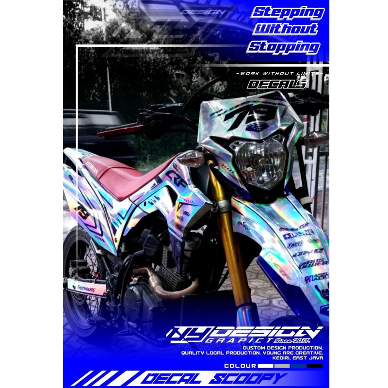 Decal sticker CRF 150L Hologram Striping Variasi CRF 150L Hologram simple keren