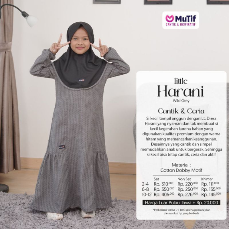 Gamis Anak Harani Wild Purple dan Harani Wild Grey Non Set