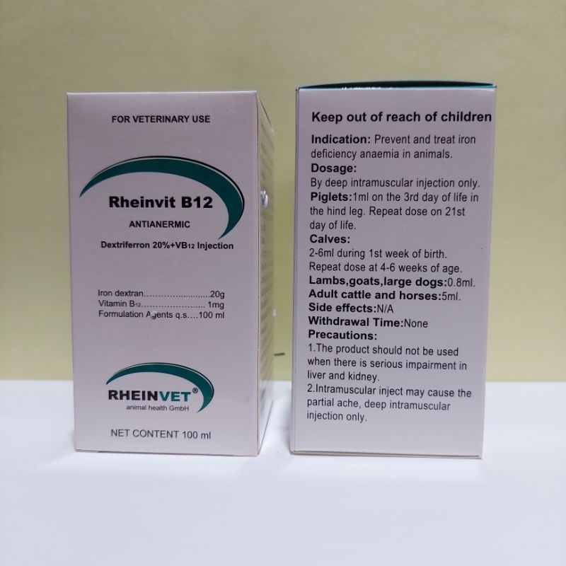 Rheinvit B12 100ml Iron dextran 20% dan Vit B12 1mg