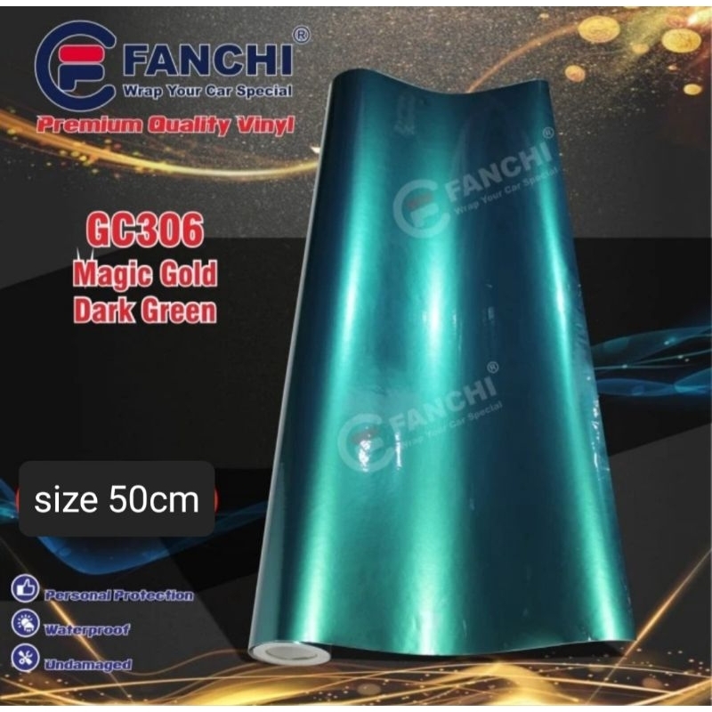 50cm Sticker Fanchi FC306 GC306 Magic Gold Dark Green Premium Wrap 50cm