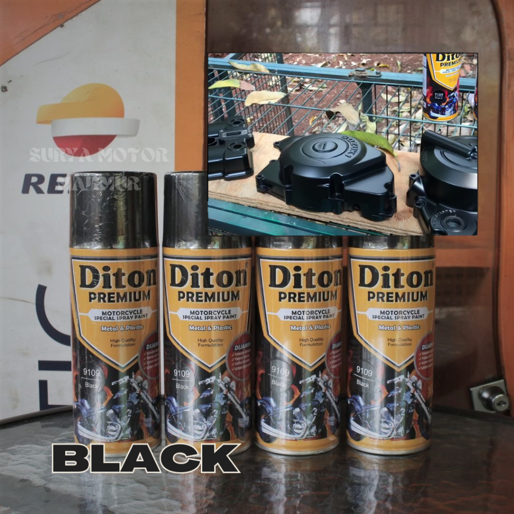 Pilok / Pilox Diton Premium 9109 : Black Hitam Kilap /Glossy Cat Semprot
