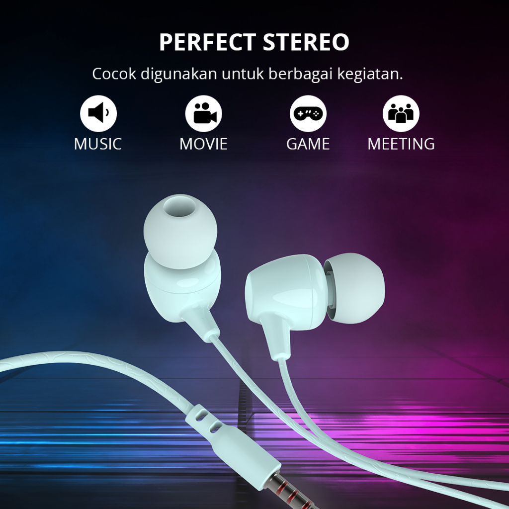 Hippo Earphone Funky Neo Macaroon Super Bass Jack 3.5mm Wired Handsfree Android Original Earbuds Headset