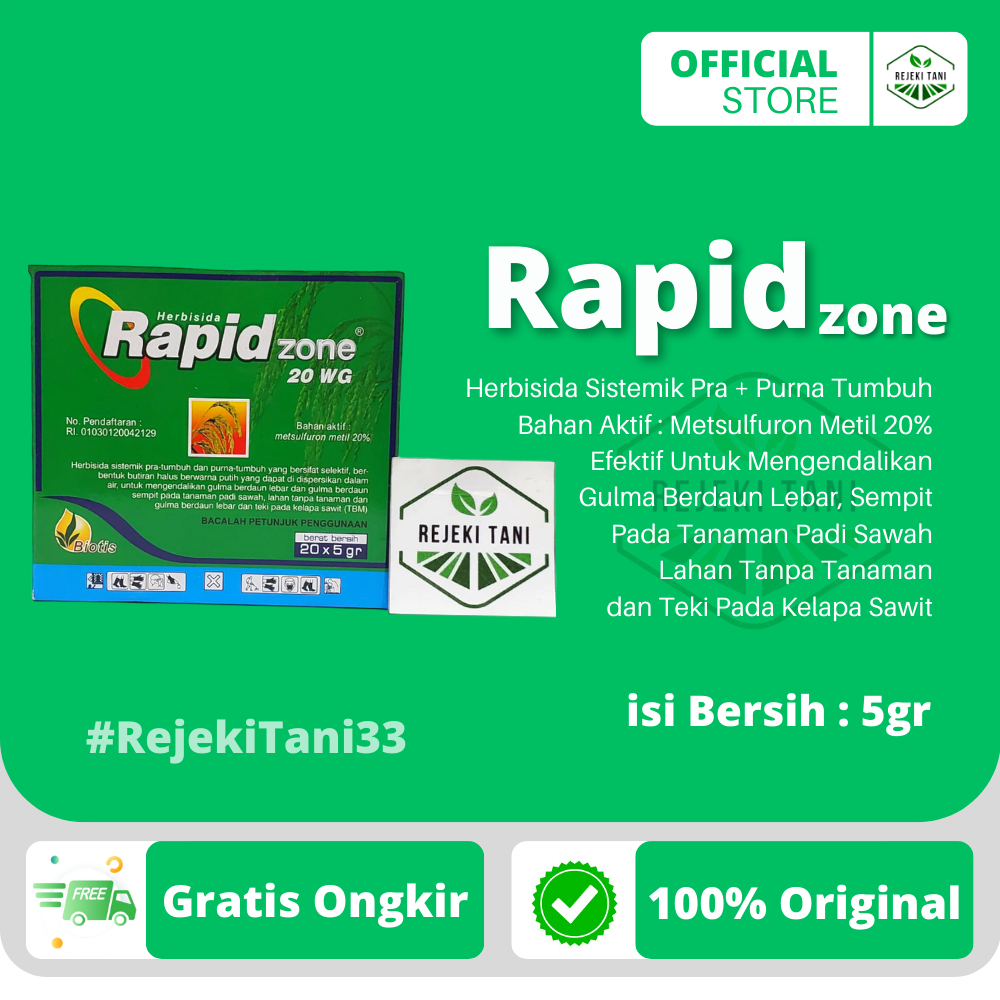 Herbisida RAPID zone 20 WG 5gr Sistemik Pra Tumbuh Dan Purna Tumbuh yang Bersifat Selektif Untuk Men