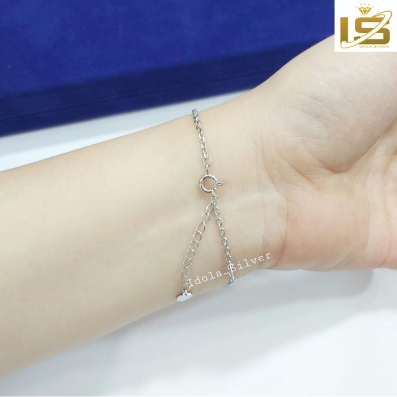 GELANG TANGAN PERAK ASLI SILVER 925 LAPIS EMAS PUTIH ASLI MODEL AUREL FUJI NAGITA - PERHIASAN PERAK ASLI