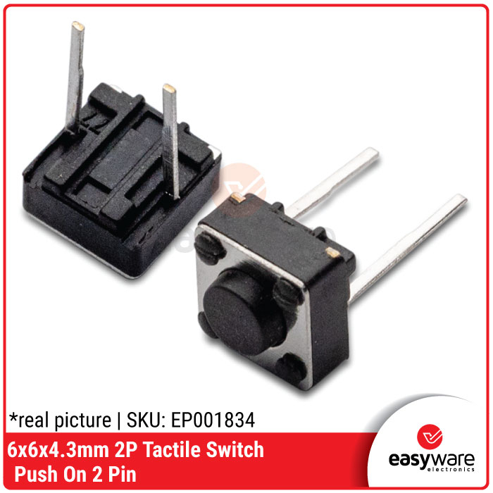 Tactile Switch 6x6x4.3mm 2P Push Button 6x6x4.3 mm Push On Tact Switch 2 Pin