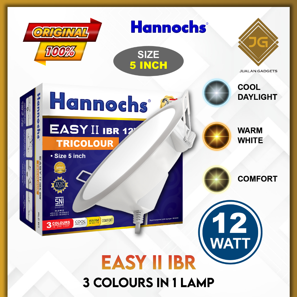 Lampu Downlight LED Hannochs Easy II IBR Tricolour 12W 3 Warna