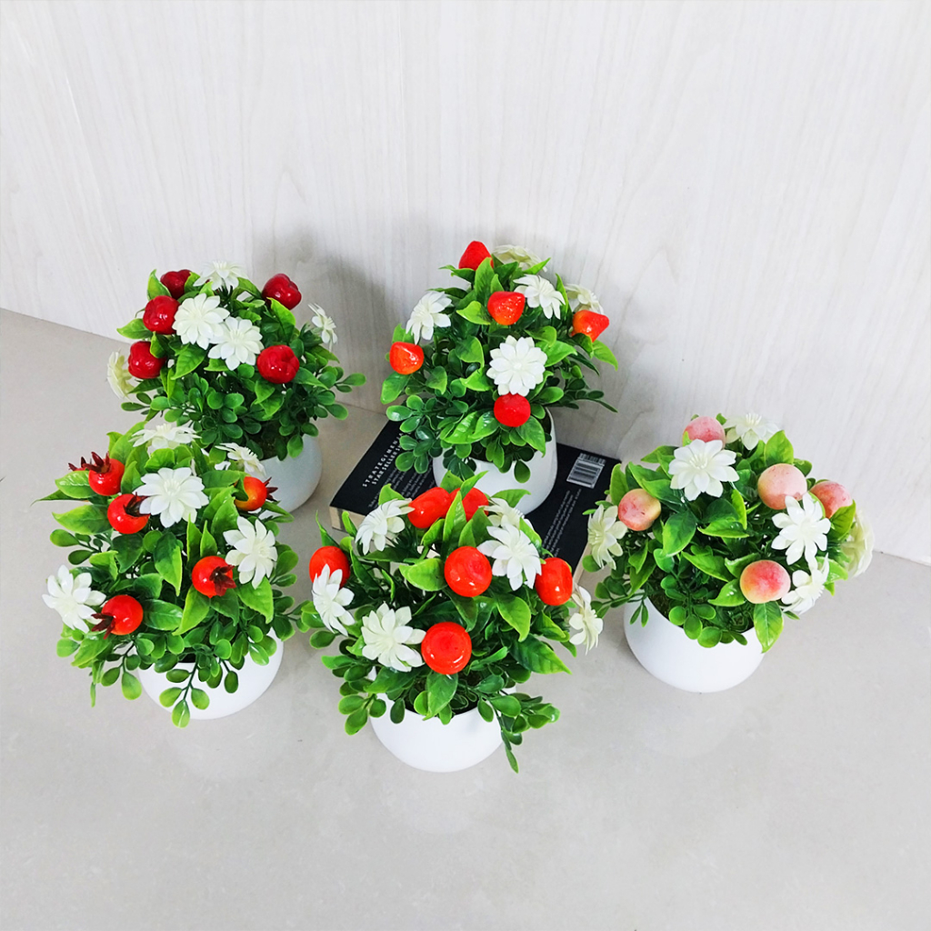 Tanaman Buah Hias Plastik Dekorasi Rumah Terkini Artificial Flowers Ornamen Bunga Hiasan Meja PBP114