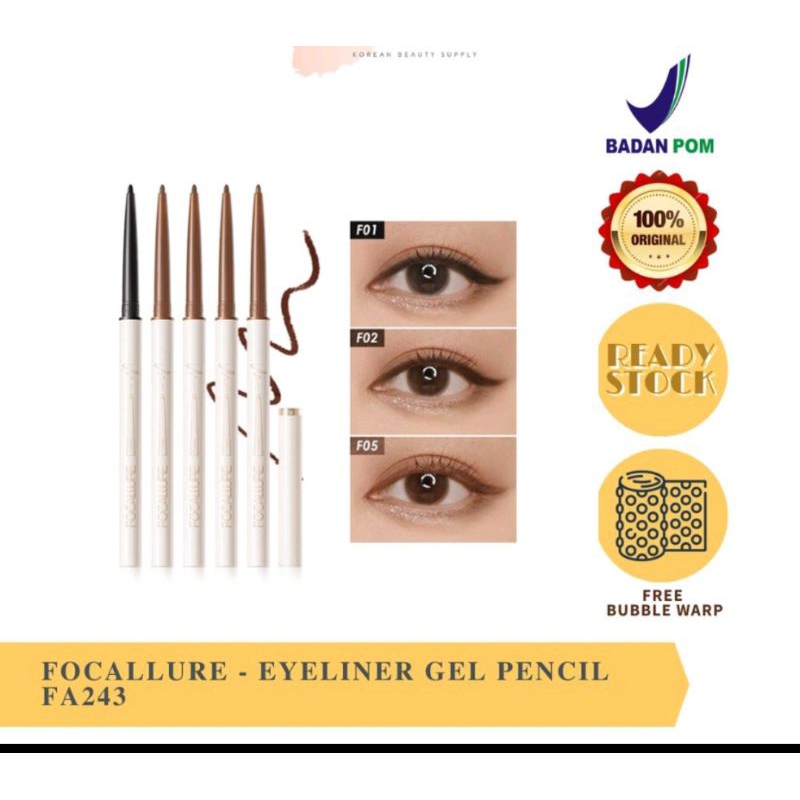 FOCALLURE Eyeliner gel pencil FA-243 BPOM Berkualitas