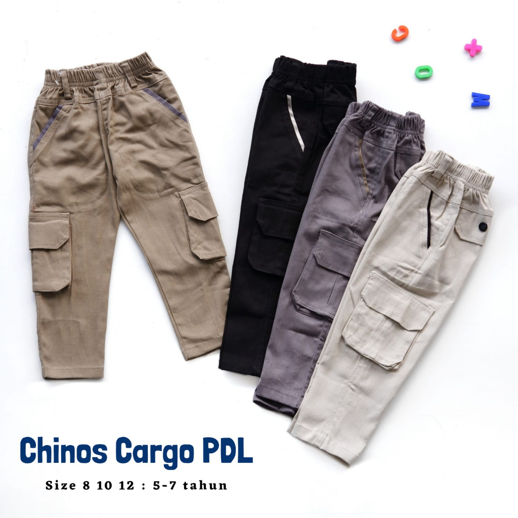 Chinos Panjang Celana Cargo PDL Anak Laki Laki Cowok 2 3 4 5 6 7 8 9 Tahun Bahan Katun Stretch