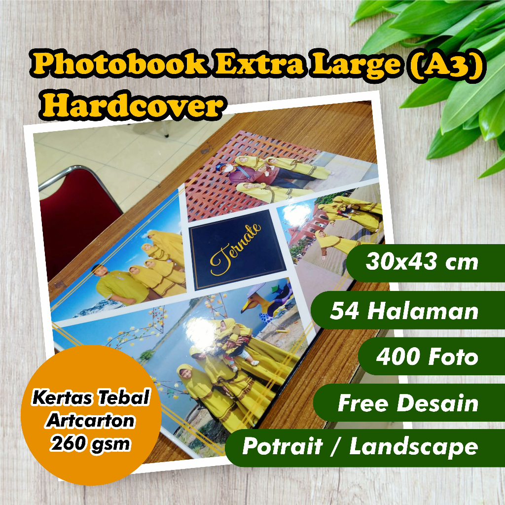 Photobook XL / A3 (54 hal) - 400 FOTO - 30 x 43 cm - Hardcover - Cetak Album Magazine Foto Book Kola