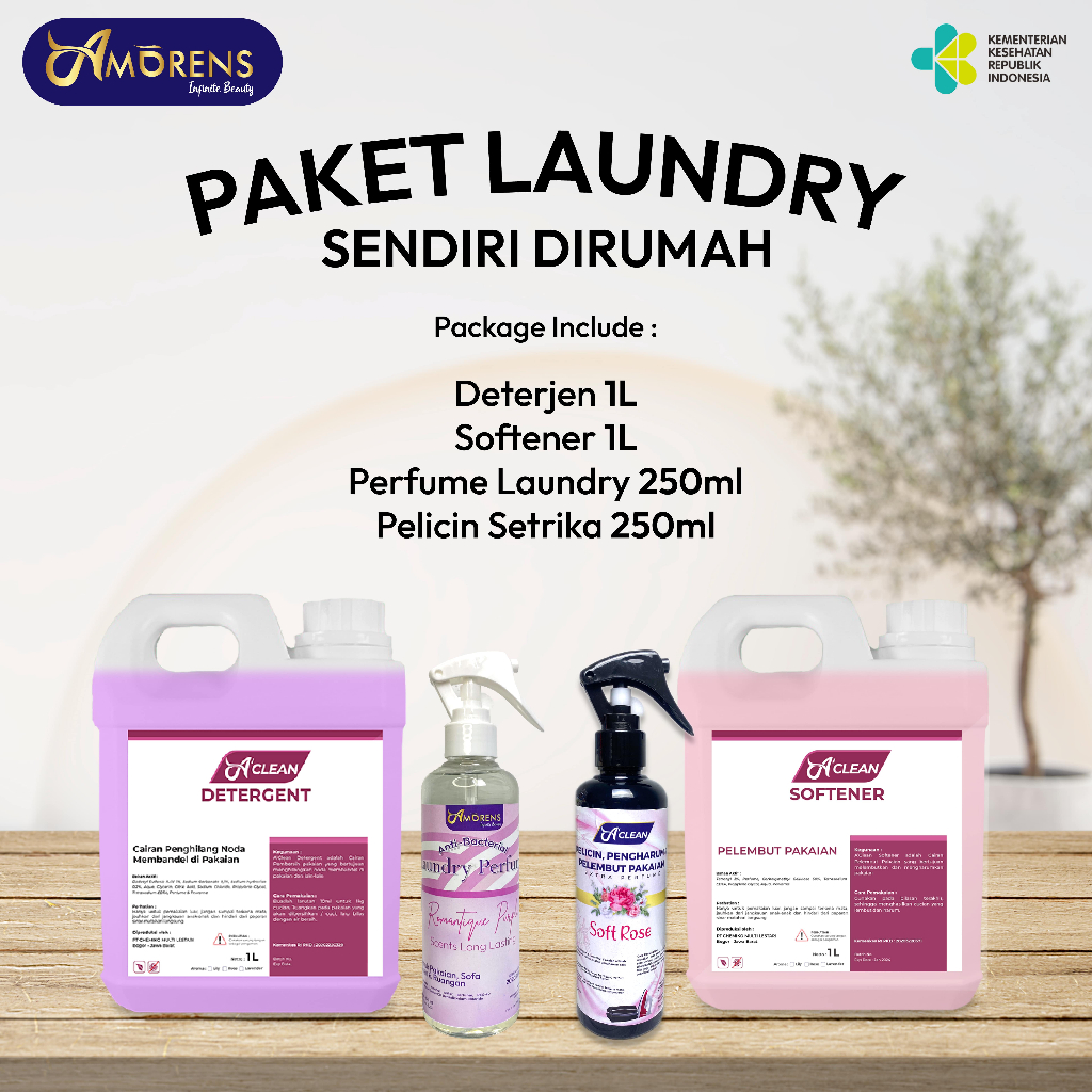 [PROMO BUNDLE] PAKET LAUNDRY / PAKET CUCI PAKAIAN / DETERJEN SOFTENER PELICIN SETRIKA PARFUM LAUNDRY AMORENS