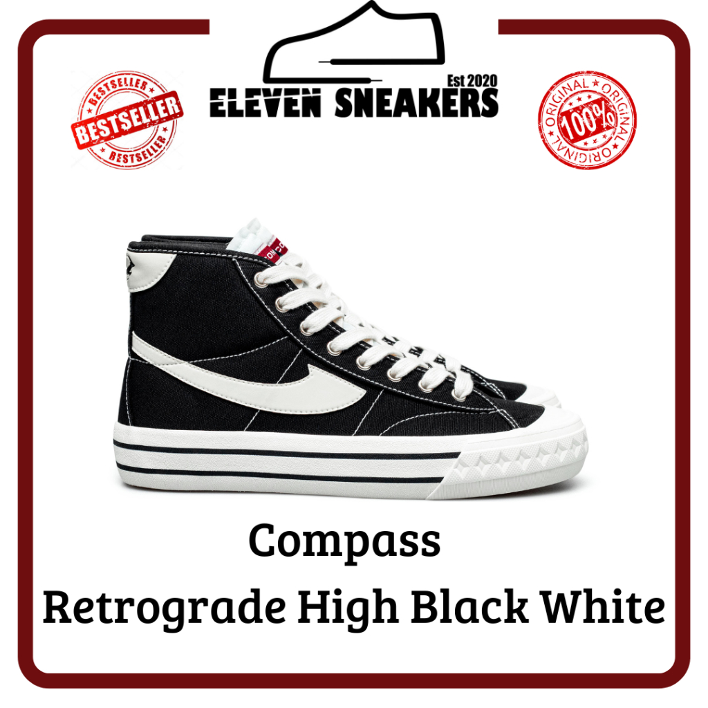 [ 100% Orgininal ] Compass Retrograde High Black White Decon