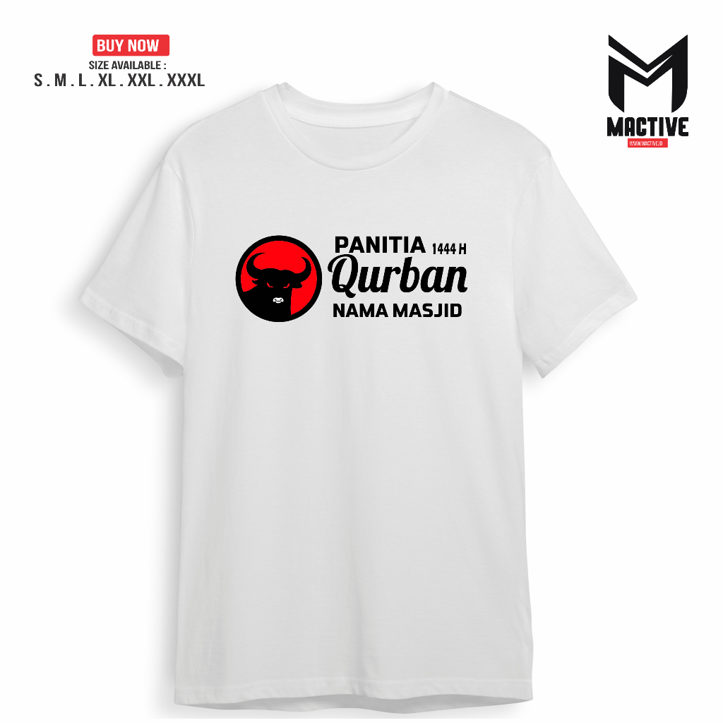 KAOS BANTENG IDUL ADHA 1444H PANITIA QURBAN 2023  SABLON CUSTOM KATA COTTON COMBED 30 S DISTRO - KAO