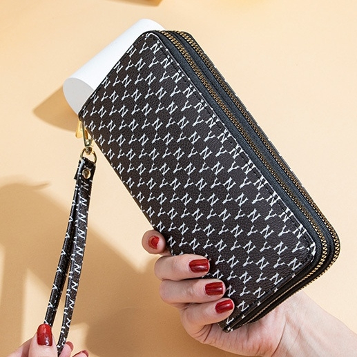 DOMPET PANJANG WANITA IMPORT 2 RESLETING MUAT HP KULIT HITAM ELYORA WA691B5 PREMIUM KOREA TALI PENDEK SLOT KARTU UANG BESAR BRANDED REMAJA KEKINIAN FASHION CEWEK MURAH