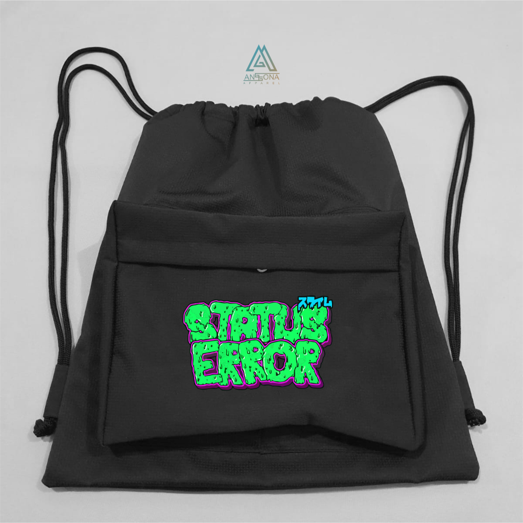 Anggona Apparel Tas Serut String Bag - Hitam - Design Aesthtetic