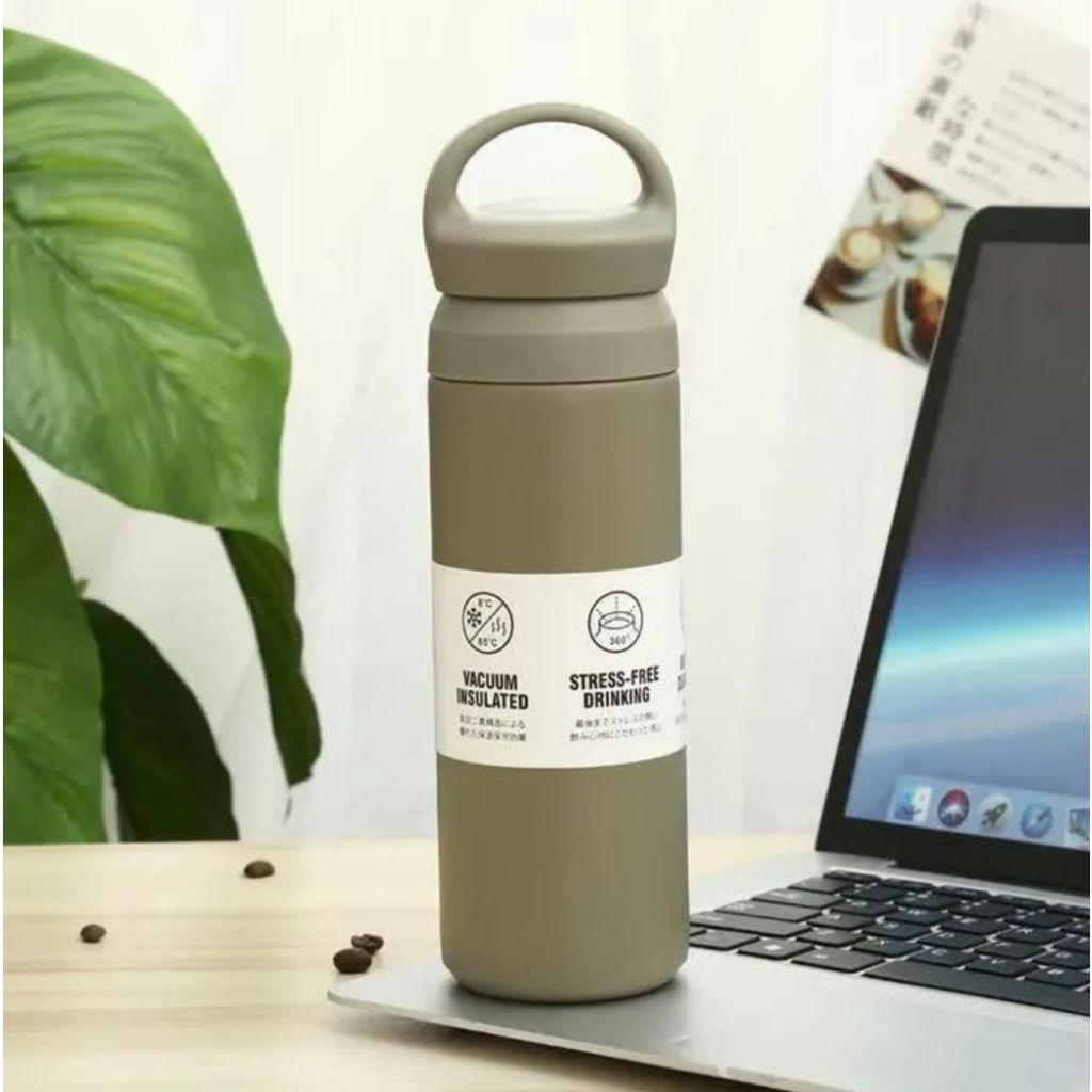 Termos-Travel Tumbler Warm Handle Vacuum Flask 500 ML Motif Buah Full Stainless Steel-Botol Air Minum Thumbler 500ML Tahan Panas&amp;Dingin