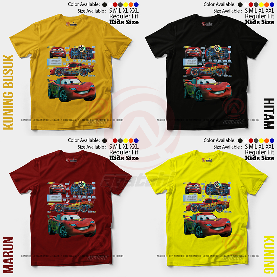 Kaos Atasan Anak Laki - Laki Agatchi Cars Lightning McQueen - New Cars