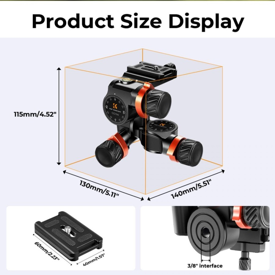 KNF Concept 3-Way Geared Tripod Head with High-Precision Fluid Head