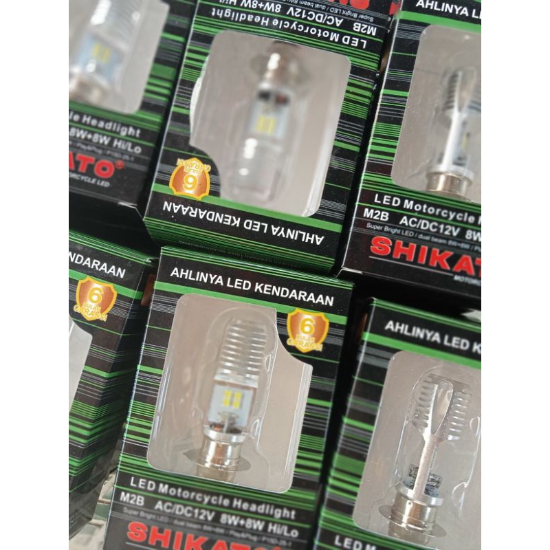 Lampu LED depan utama 8 mataH6 shikato AC&amp;DC 12 VOLT cocok buat beat,Mio,Vario,dll