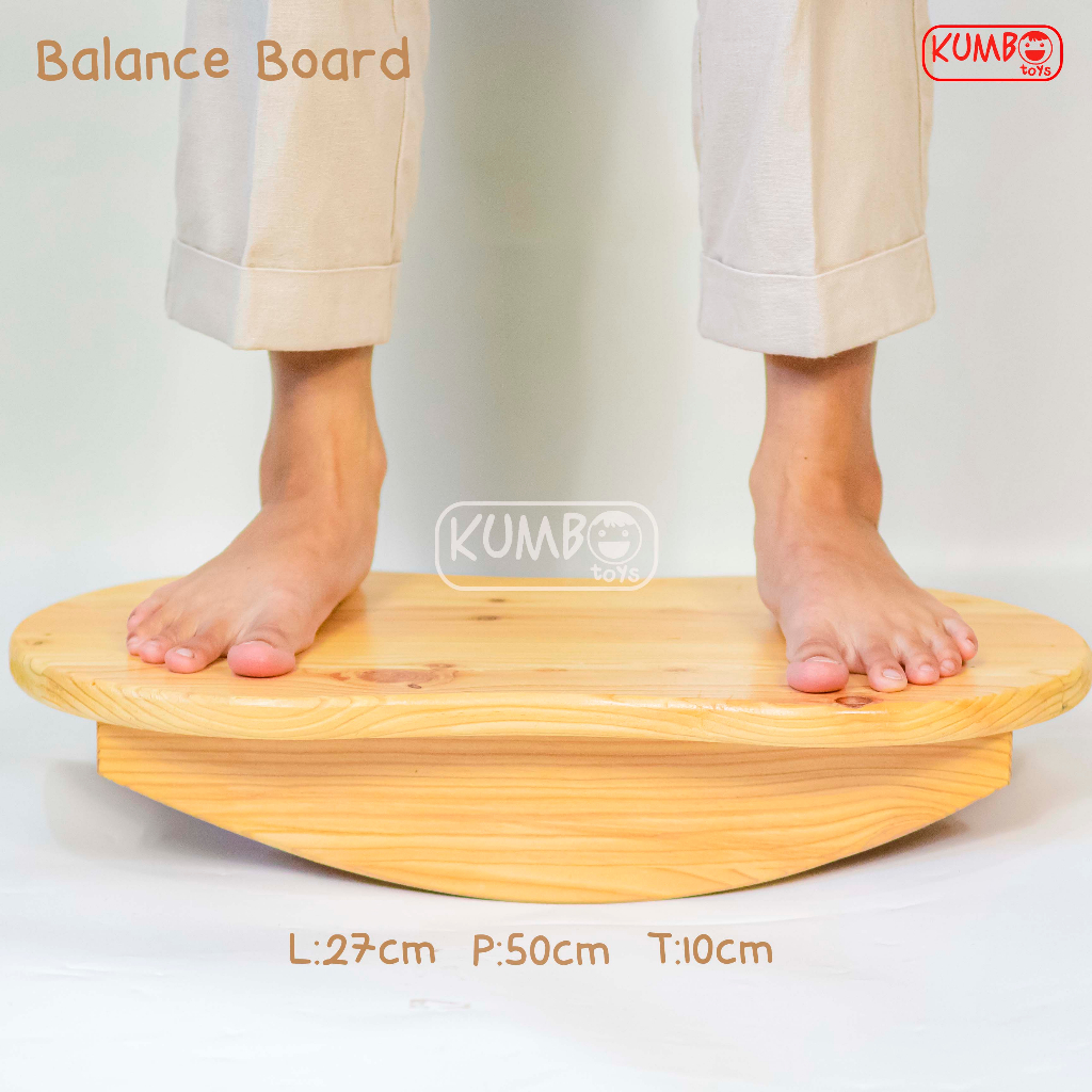 Balance Board Double Elips Papan Keseimbangan Anak Mainan Kayu Edukatif