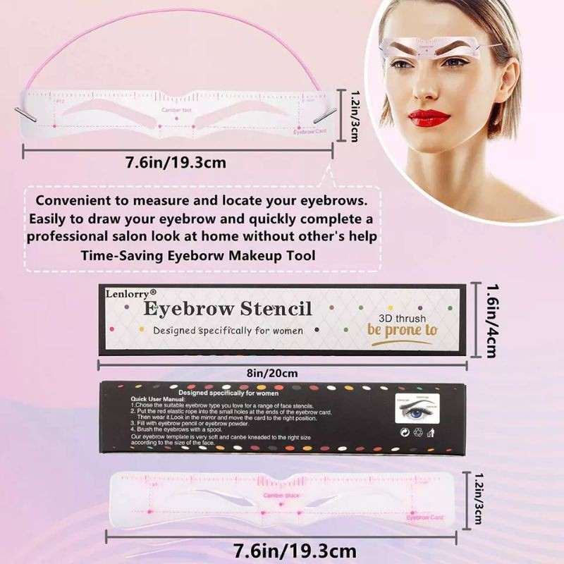 MAANGE 12 Pcs/Set Cetakan Alis Card Eyebrow Makeup Eyebrow Drawing Guide 12 Model + Box + Pisau Alis 1344