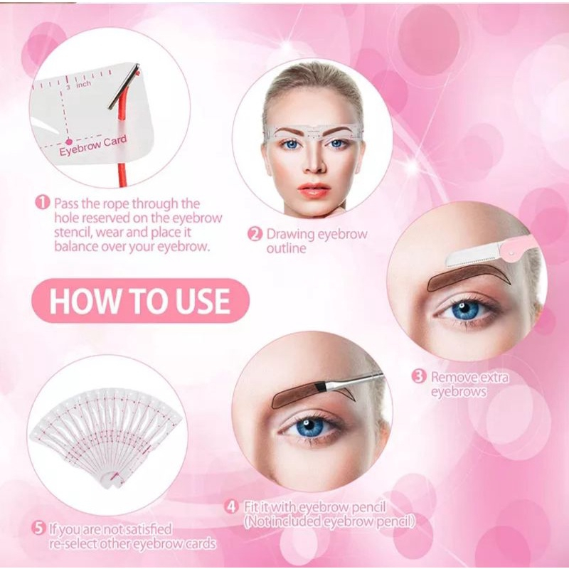 MAANGE 12 Pcs/Set Cetakan Alis Card Eyebrow Makeup Eyebrow Drawing Guide 12 Model + Box + Pisau Alis 1344