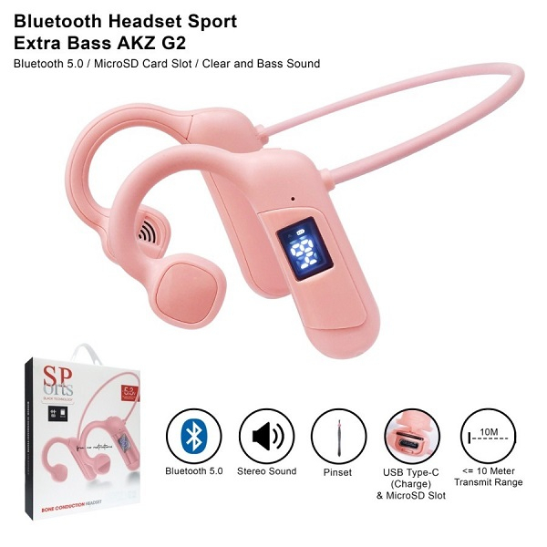 HEADSET BLUETOOTH SPORT AKZ G2 G5 SLOT MMC HANDSFREE EXTRA BASS TWINS Grosir