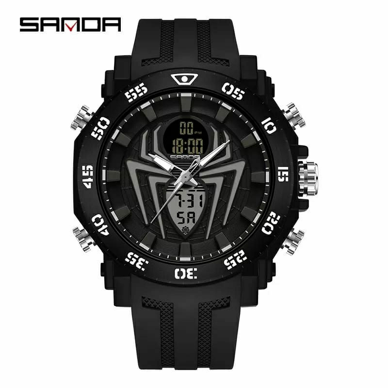 Jam Tangan Sanda Spider Dualtime Original Kuarsa Water Resistance 5 BAR Men Watch's Outdoor