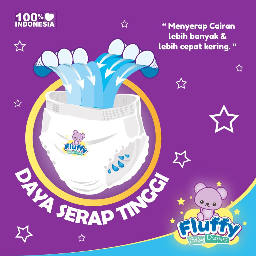 Fluffy Popok bayi Perekat L isi 32 Lembar Baby Diapers NB-L32 (8-13Kg) New Born