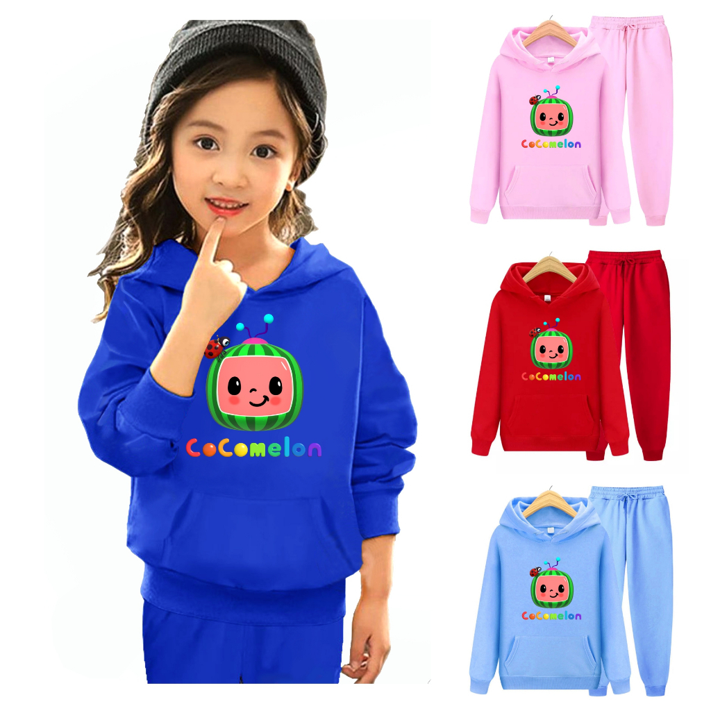 FenishaStore COCOMELON Setelan Sweater Hoodie Anak Viral COCOMELON Usia 4-13Tahun Bisa Bayar Ditempat COD