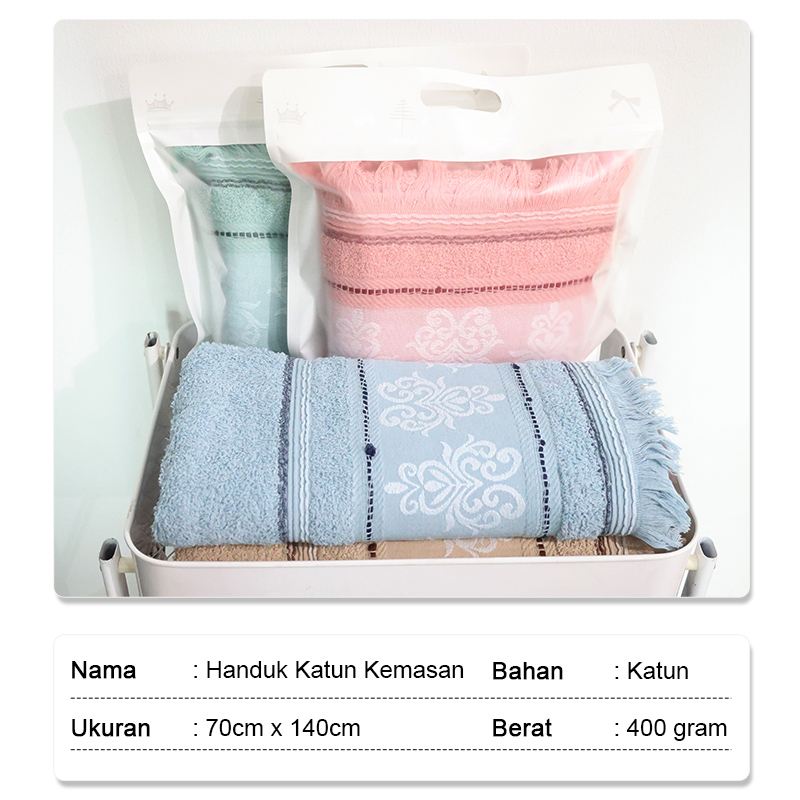 Handuk Mandi Jumbo Bahan Katun Cocok Untuk Kado Ukuran 140cm x 70cm Kemasan - J3A4