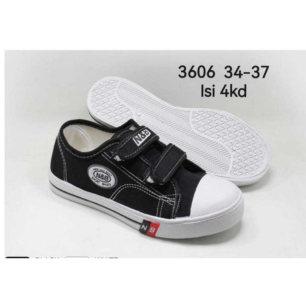 Sepatu Sneakers Anak Prepet Hitam Putih N&amp;B Unisex Ukuran 30-37  / 4602 / 3606 // 4610 / 3614