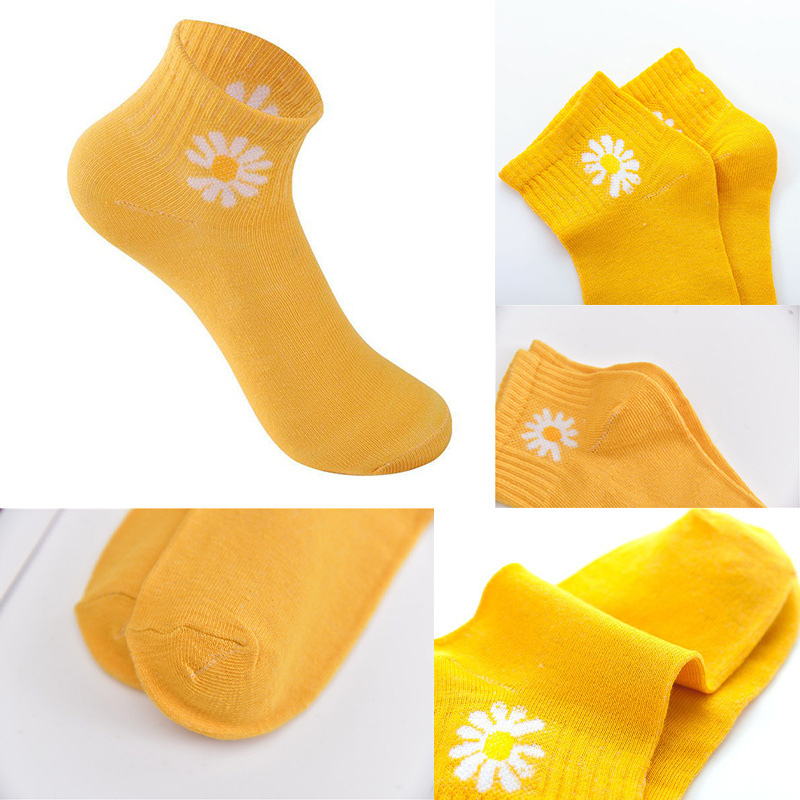 Motif Bunga Daisy Kaos Kaki Wanita Dewasa Remaja Termurah Kaos Kaki Pendek Semata Kaki Ukuran 24cm x 7cm  W1A2